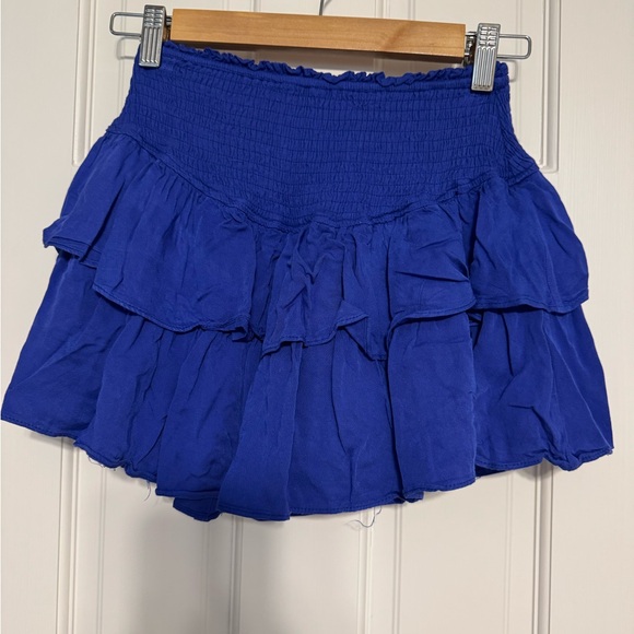 Royal Blue Ruffled Mini Skirt - Picture 1 of 3
